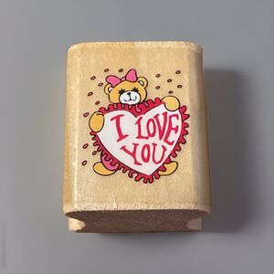 Noteworthy Stamp-A-Bear Rubber Stamp “I Love You” Bear 1994